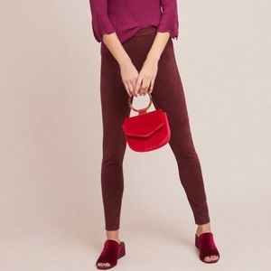 Anthropologie Burgundy Velvet Faux Pants
